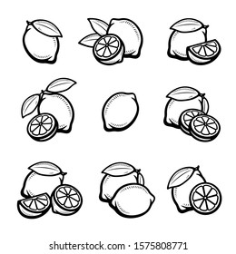 Lemon set. Collection icon lemons. Vector