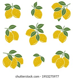 Lemon set. Collection icon lemons. Vector