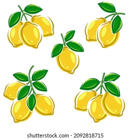 Lemon set. Collection icon lemons. Vector