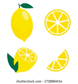 Lemon set flat icon isolated on white background. Vector illustration. Eps 10.