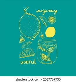 Lemon set graphic elements. Suitable for interior design, clothing and more
