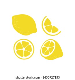 Lemon set of hand drawn fruit shapes isolated on white background. Nature organic vector illustration. Food graphic design. 