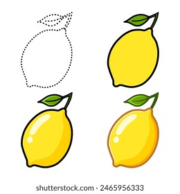 lemon set illustration. You can use it for children books, web design, posters, campaigns, and many more. Can be easily resized and change colors of each and every shape as required.