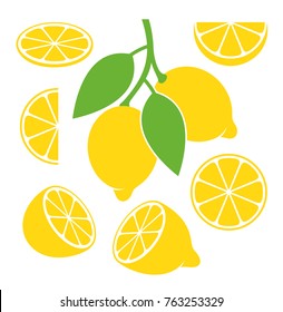 Lemon set. Isolated lemon on white background




