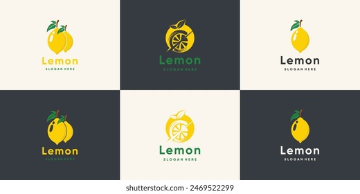 Lemon set logo icon vector design template Premium Vector