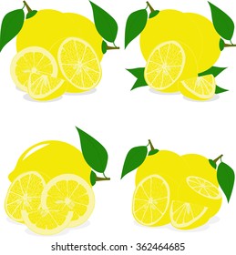 Lemon. Set of lemon slices, collection of vector illustrations on a transparent background