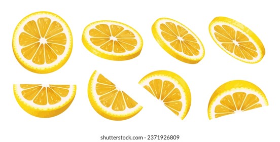 Lemon. Set of lemon slices on a white background.