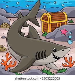 Lemon Shark Colored Cartoon Illustration
