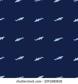 Patrón sin fisuras de tiburón limón al estilo escandinavo. Fondo de animales marinos. Ilustración vectorial para niños con impresiones textiles divertidas, tela, carteles, telas de fondo y papel pintado.