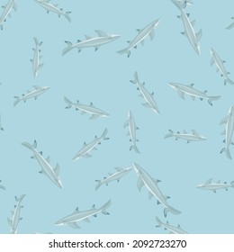 Patrón sin fisuras de tiburón limón al estilo escandinavo. Fondo de animales marinos. Ilustración vectorial para niños con impresiones textiles divertidas, tela, carteles, telas de fondo y papel pintado.