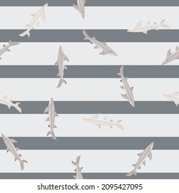 Lemon Hai nahtloses Muster im skandinavischen Stil. Meerestierhintergrund. Vektorgrafik für Kinder lustige Stoffdrucke, Stoff, Banner, Hintergründe und Wallpaper.