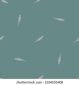 Lemon shark seamless pattern in scandinavian style. Marine animals background. Vector illustration for children funny textile prints, fabric, banners, backdrops and wallpapers.