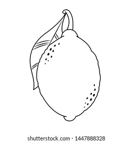 Lemon silhouette, children's coloring book. Fruits and vegetables.