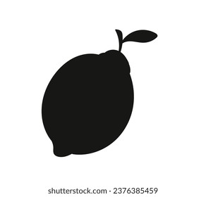 Silhouette de limón. Silhouette de cal, naranja, limón en blanco y negro. Limón de mano dibujado aislado sobre fondo blanco. ilustración vectorial. Lemon de silueta negra.