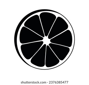 Lemon silhouette. Silhouette of lime, orange, lemon in black and white colors. Hand Drawn lemon isolated on white background. vector illustration. Black silhouette Lemon.