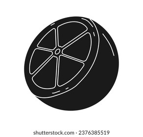 Lemon silhouette. Silhouette of lime, orange, lemon in black and white colors. Hand Drawn lemon isolated on white background. vector illustration. Black silhouette Lemon.