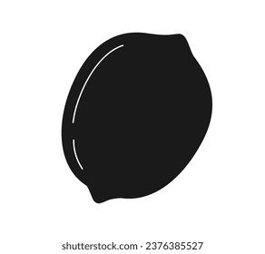 Lemon silhouette. Silhouette of lime, orange, lemon in black and white colors. Hand Drawn lemon isolated on white background. vector illustration. Black silhouette Lemon.