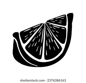 Lemon silhouette. Silhouette of lime, orange, lemon in black and white colors. Hand Drawn lemon isolated on white background. vector illustration. Black silhouette Lemon.