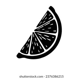 Lemon silhouette. Silhouette of lime, orange, lemon in black and white colors. Hand Drawn lemon isolated on white background. vector illustration. Black silhouette Lemon.