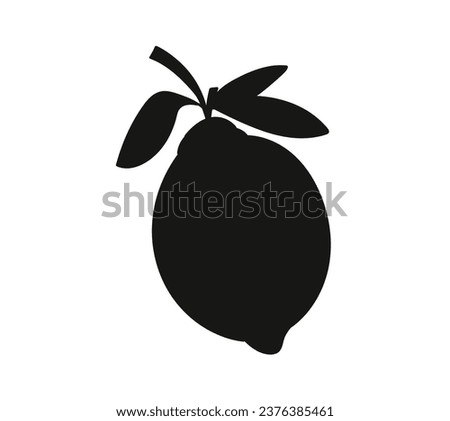 Lemon silhouette. Silhouette of lime, orange, lemon in black and white colors. Hand Drawn lemon isolated on white background. vector illustration. Black silhouette Lemon.