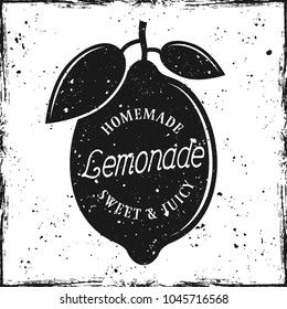 Lemon silhouette with text homemade lemonade on textured background vector illustration