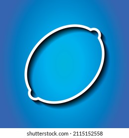 Lemon simple icon vector. Flat desing. White icon with shadow on blue background.ai
