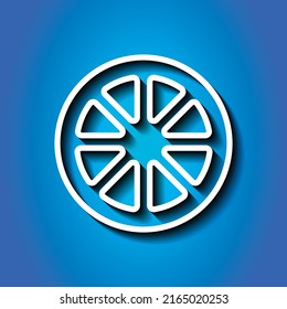 Lemon simple icon vector. Flat design. White icon with shadow on blue background.ai