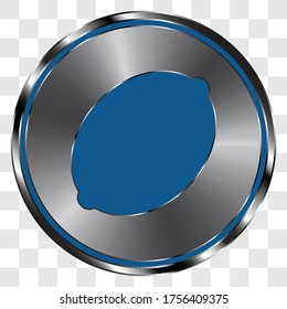 Lemon simple icon vector on metal round button. Transparent grid