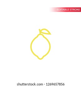 Lemon Simple Line Icon In Color. Outline Lemon Vector Icon. Fully Editable.