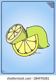 Lemon. Sketch. Vector illustration.