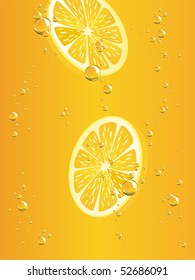 Lemon slice with bubbles