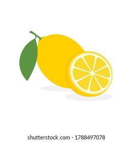 Icono plano de cítricos de corte de limón. Logotipo de corte medio de limón vectorial, ilustración simple amarilla