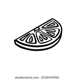 Lemon slice citrus line, outline. Vector illustration