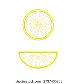 Lemon slice detail. Citrus fruit Vector. Yellow lime section. Healthy food icon. EPS 10.