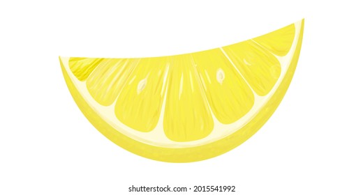 Corte de limón en acuarela digital aislada en fondo blanco. Jugoso cítrico dibujado a mano. Ilustración vectorial del arte orgánico esquemático.