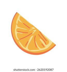Rodaja de limón en diseño plano. Mitad de fruta tropical, parte de naranja fresca. Ilustración vectorial aislada.