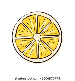 Lemon slice in flat style. Perfect for food citrus drink, healthy lifestyle design and fresh organic theme. Great for kitchen decor and culinary project.