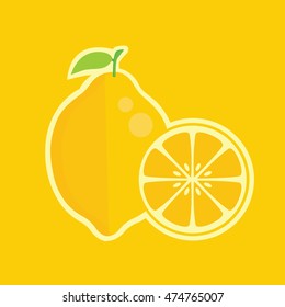 Lemon slice flat vector illustration