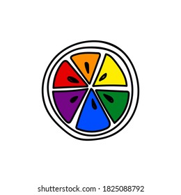 LEMON SLICE IN THE FORM OF AN LGBT FLAG IN VECTOR