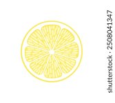 Lemon slice. Fresh citrus, half sliced lemon and chopped lemon. Cut lemon fruit slice and zest for lemonade juice or vitamin c logo. Isolated cartoon vector illustration icon on white background