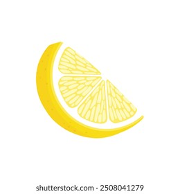 Lemon slice. Fresh citrus, half sliced lemon and chopped lemon. Cut lemon fruit slice and zest for lemonade juice or vitamin c logo. Isolated cartoon vector illustration icon on white background