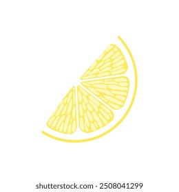 Lemon slice. Fresh citrus, half sliced lemon and chopped lemon. Cut lemon fruit slice and zest for lemonade juice or vitamin c logo. Isolated cartoon vector illustration icon on white background