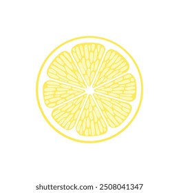 Lemon slice. Fresh citrus, half sliced lemon and chopped lemon. Cut lemon fruit slice and zest for lemonade juice or vitamin c logo. Isolated cartoon vector illustration icon on white background