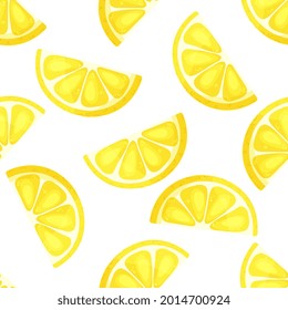Lemon slice. Fresh lemon on white background. Seamless pattern.