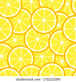 Lemon slice fruit citrus seamless bright pattern