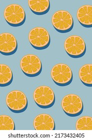 lemon slice fruit pattern background vector illustration