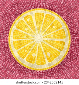 Lemon slice, graphic art mosaic composition