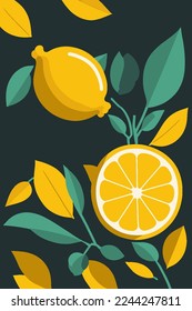  limón, corte de limón dibujado a mano fondo de ilustración vectorial plana para arte de la pared impresión de carteles invitación y tarjeta de saludo