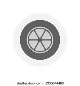 lemon slice icon. Icon in colored circle with gray bold border. Web button, modern flat design