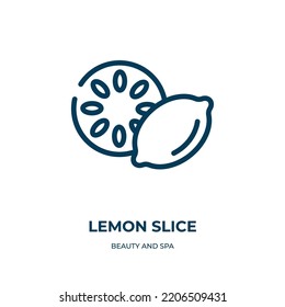 Lemon slice icon. Linear vector illustration from beauty and spa collection. Outline lemon slice icon vector. Thin line symbol for use on web and mobile apps, logo, print media.